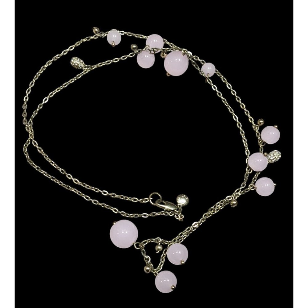 J.Crew Coquette Preppy Rose Quartz And Rhinestone Charm Necklace